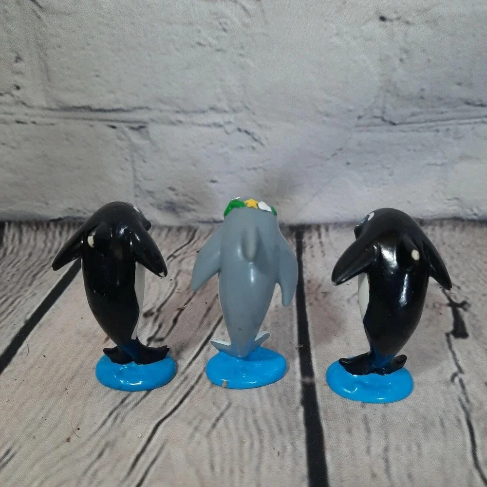 1987 SeaWorld Shamu Dolphin Whale PVC Figure Set of 3 Cake‎ Toppers Vintage